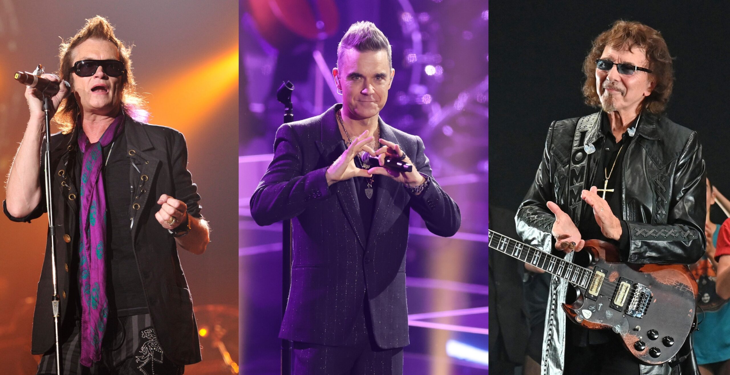 Von links: Glenn Hughes, Robbie Williams, Tony Iommi