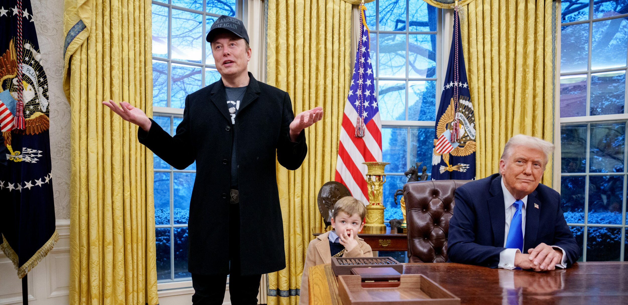 Elon Musk, sein Kind und Donald Trump